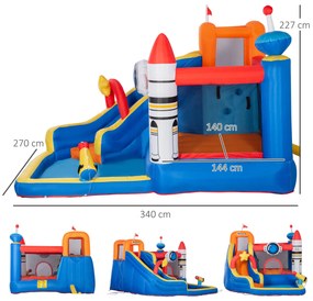 Castel gonflabil 5 in 1 Outsunny pentru copii cu geanta de transport 3,3x2,8x2m | Aosom Romania