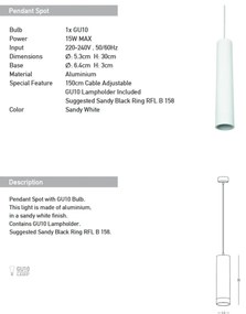Pendul cu Spot stil minimalist GU10 Tube alb