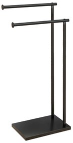 HOMCOM Suport Prosoape cu 2 Brațe, Suport Baie din Metal, 35,5x20x78 cm, Negru | Aosom Romania