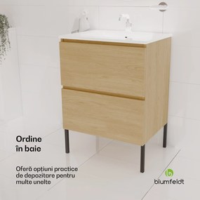 Blumfeldt Johnstone, chiuvetă și dulap pentru baie, 60 cm, chiuveta ceramica