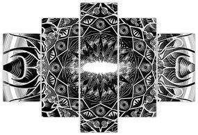 Tablou cu ornamente alb negre (150x105 cm)