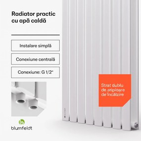 Blumfeldt Tallheo, 47 x 160, radiator, radiator de baie, radiator tubular, 1472 W, apă caldă, 1/2