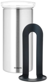 Recipient depozitare ceai/cafea/capsule Brabantia 646989, Pana la 18 capsule, Otel inoxidabil, Rezistent la amprente, Argintiu/Transparent