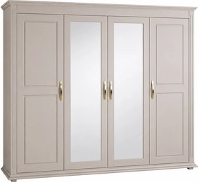 Dulap lemn masiv Carlo 4 Uși, 222.3 × 61.1 × 210 cm - Cu oglinzi