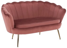 Bancă în stil Art-deco, catifea Velvet roz/crom auriu, NOBLIN