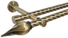 Galerie dubla twist picior universal fara inele prindere perete twister 19/19 mm aur antic (Alege marime: 120 cm)
