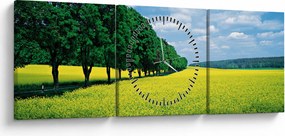 Tablou - Câmp cu alei (cu ceas) (90x30 cm)