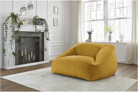 Fotoliu bean bag galben cu tapițerie din blană artificială Lilibet – Bobochic Paris