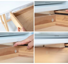 Birou cu bază din lemn de frasin Ragaba Luka, lungime 65 cm, alb