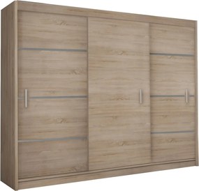 Dressing MERINA 250, stejar sonoma/gri, DTD laminat, cu 3 usi, 250x60x