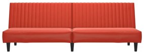 Canapea extensibila 2 locuri, cu taburet, rosu, piele ecologica Rosu, Cu scaunel pentru picioare