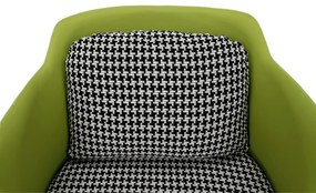 Fotoliu design, model alb-negru/ piele ecologică verde, EMREN