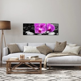 Tablou - Orhidee violet (cu ceas) (90x30 cm)