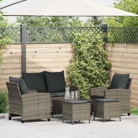 vidaXL Set mobilier grădină cu perne, 6 piese, gri, poliratan