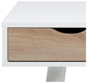 Birou cu 3 sertare cu aspect de lemn Actona Neptun, alb