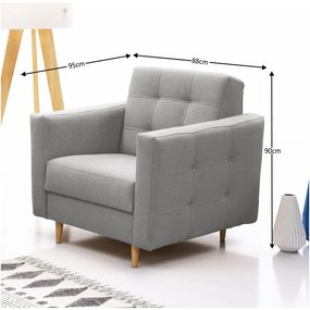 Fotoliu complet tapitat, stofa gri, AMEDIA