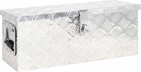vidaXL Cutie de depozitare, argintiu, 60x23,5x23 cm, aluminiu