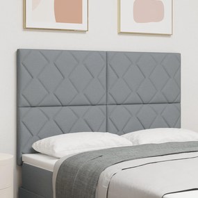 vidaXL Tăblia de pat cu design de blocuri de diamant, gri deschis, 160 cm, din țesătură