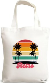 Sacosa de Panza pentru Cumparaturi, Geanta Tote, model Retro, 38x34.5 cm, Alba, BEKZ®