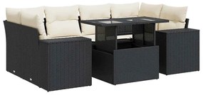 3326747 vidaXL Set canapele de grădină cu perne, 7 piese, negru, poliratan