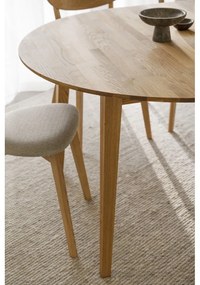 Masă de dining natural rotundă extensibilă din lemn masiv de stejar ø 120 cm Filippa – Rowico