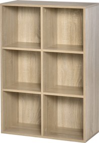 HOMCOM Bibliotecă Modernă cu 6 Cuburi, 65.5x30x97.5 cm, Culoare Stejar | Aosom Romania