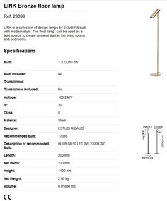 Lampadar design modern minimalist LINK III bronz