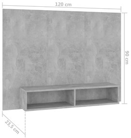 Comoda TV de perete, gri beton, 120x23,5x90 cm, PAL 1, Gri beton