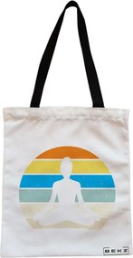 Sacosa de Panza pentru Cumparaturi, Geanta Tote, Yoga 9, Cu fermoar, 38x34.5 cm, Alba, BEKZ®