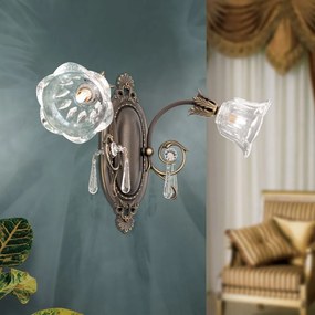 Aplica de perete design clasic LA BOHEME 2L, patina veche