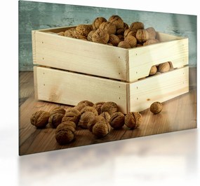 Tablou pe sticlă - Natură moartă de toamnă cu nuci (70x50 cm)