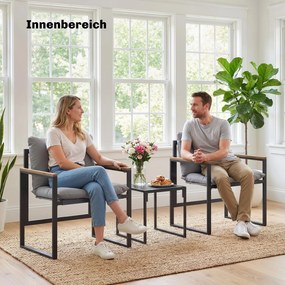 Outsunny Set bistro pentru 2 persoane, set bistro de grădină 3 piese cu cadru metalic și perne groase | Aosom Romania