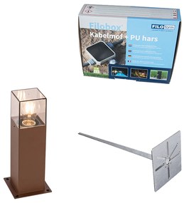Lampă de exterior 30 cm maro ruginiu cu țăruș de pământ și glandă de cablu - Denmark