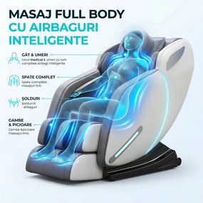 Fotoliu de masaj full body cu AI Voice, sina SL-Track si airbag 360, Gri