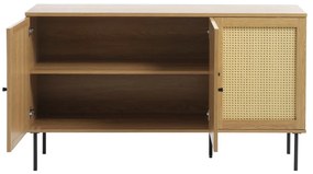 Comodă în culoare naturală joasă cu aspect de lemn de stejar 140x80 cm Pensacola – Unique Furniture