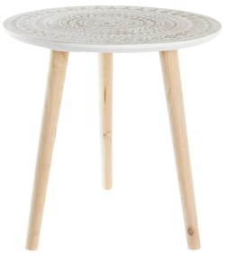 Masuta Mandala din lemn alb 40 cm