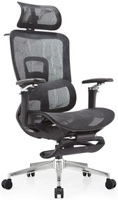 SYBERGO HUMAN PRO Scaun ergonomic, suport lombar, sezut translatie, cotiere 3D, suport picioare, Full Mesh, Negru