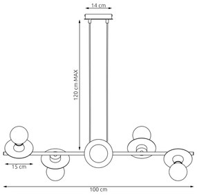 Lustră pe cablu TOKEN 6xE27/15W/230V portocaliu