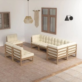 3076677 vidaXL Set mobilier de grădină cu perne, 8 piese, lemn masiv pin
