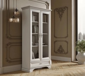 Vitrina Idento, 2 Usi 1 Sertar, H 210 CM, MDF Alb Alpin