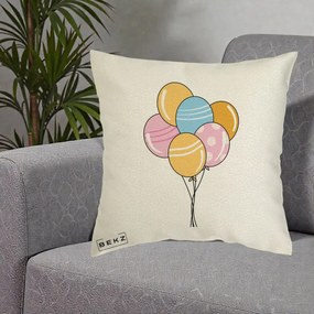 Perna Decorativa Baloane Petrecere, 40x40 cm, Ecru, Husa Detasabila, Perna Inclusa, BEKZ®