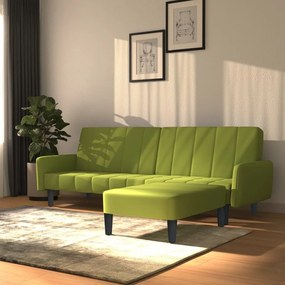 3080573 vidaXL Canapea extensibilă 2 locuri, cu taburet, verde deschis catifea