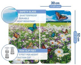 Protecții de aragaz 2 buc. din sticlă temperată 52x30 cm Summer Meadow – Maximex
