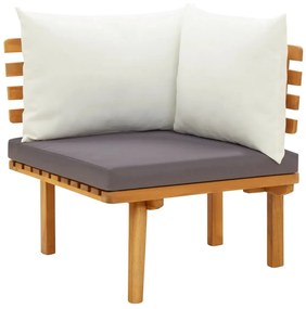 Set mobilier de gradina cu perne, 11 piese, lemn masiv acacia 3x colt + 5x mijloc + 2x suport pentru picioare + masa, 1