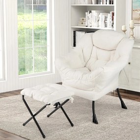 Fotoliu relax cu suport pentru picioare, alb
