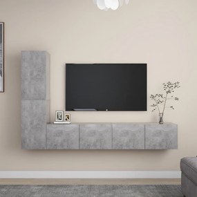 vidaXL Set de dulapuri TV, 4 piese, gri beton, lemn prelucrat