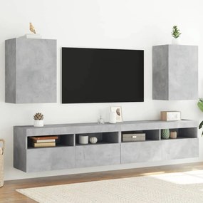 836917 vidaXL Comode TV de perete, 2 buc. gri beton, 40,5x30x60 cm, lemn