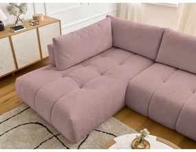 Colțar roz extensibil/cu spațiu de depozitare (cu colț pe partea stângă/în formă de "U") Fuji – Bobochic Paris