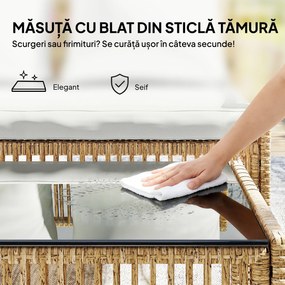 Outsunny Set de Mobilier de Grădină, Set de Grădină 3 Piese, Crem Natural | Aosom Romania