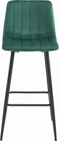 Scaun de bar POZZA VELVET cu picioare negre, verde inchis